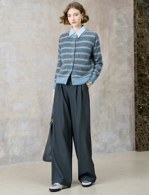 100% Wool Striped Cardigan