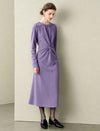 Lavender Beaded Neckline Twist Detail Midi Dress