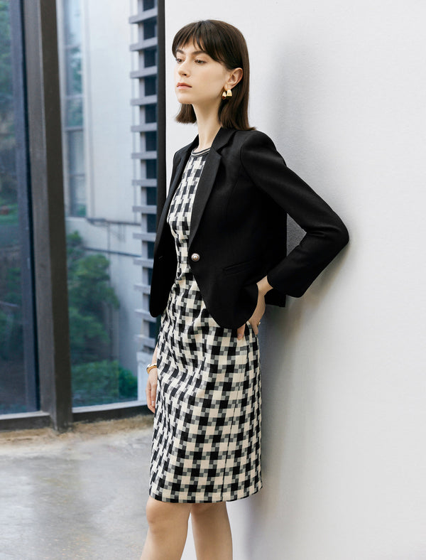 Pearl Button Slim Fit Lapel Blazer