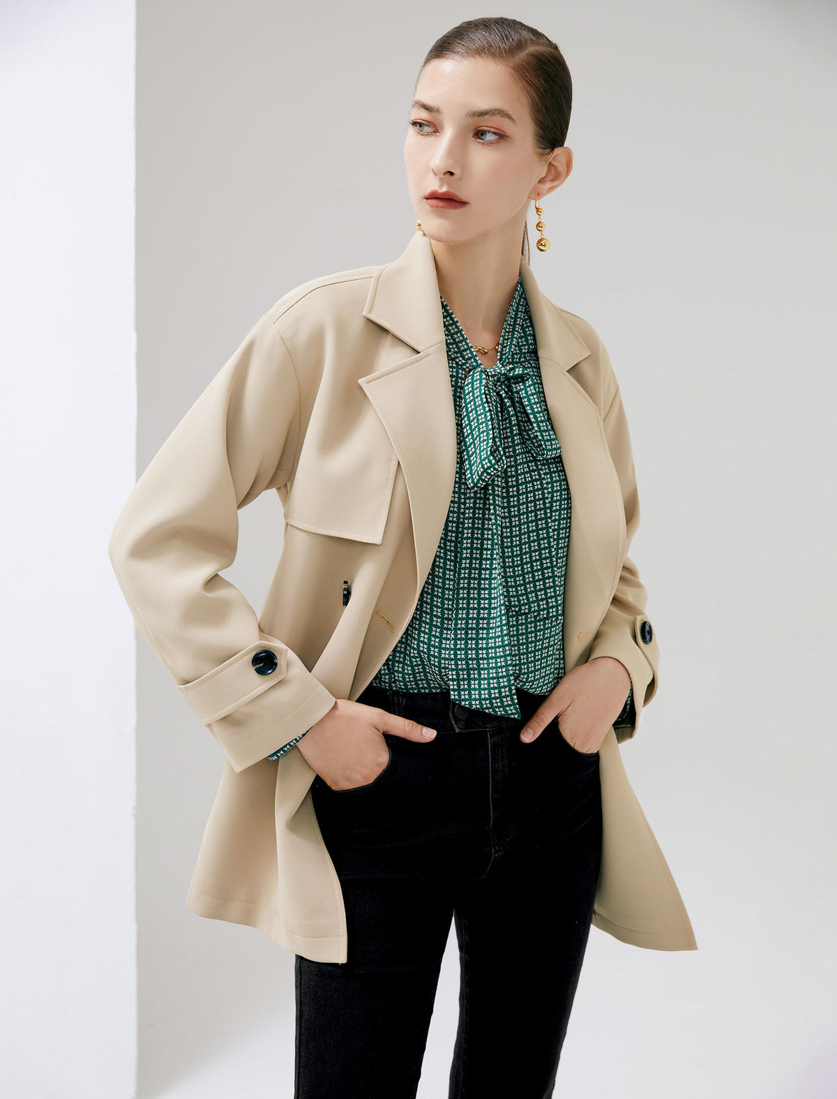 Collared Belted Trench Coat