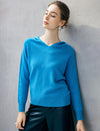 Wool Blend Hooded V-Neck Relaxed Sweater