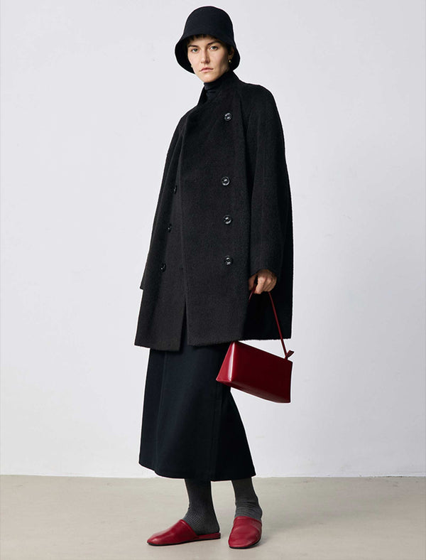 100% Alpaca Double-Breasted Wool Coat