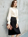 Lace Trim Mandarin Collar Blouse