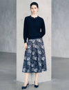 Floral Print A Line Midi Skirt