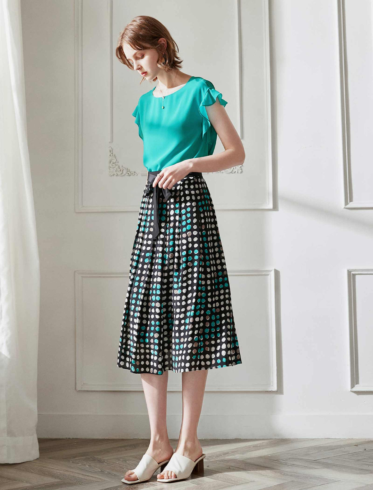 Silk Polka Dot Skirt