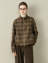 Plaid Wool-Blend Zip Front Jacket