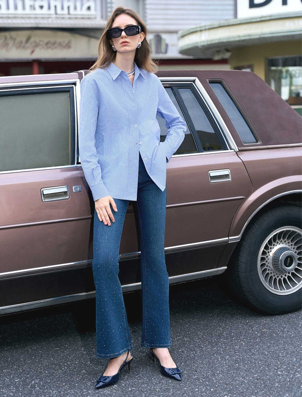 Blue Striped Button-Down Shirt