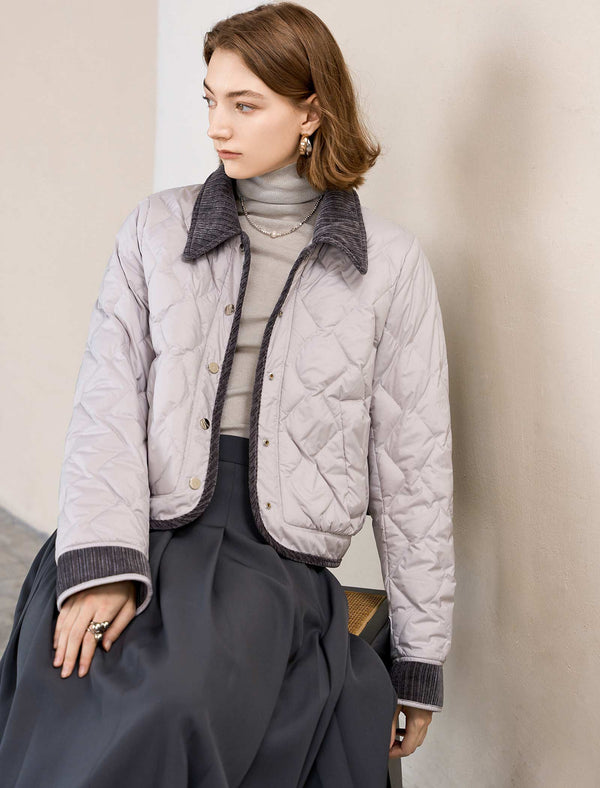 Quilted Contrast Collar And Cuffs Down Jacket