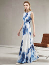 Blue And White Tie-Dye Silk Maxi Dress