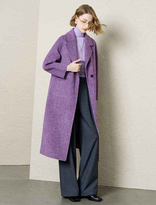 Wool-Alpaca Blend Single Button Long Coat