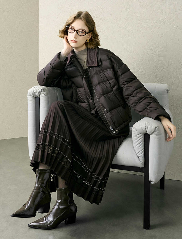 Knit Collar Short Down Jacket