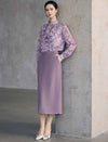 High Waist Tailored Straight Midi Skirt