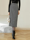 Vintage-Inspired Textured Calf-Length Skirt