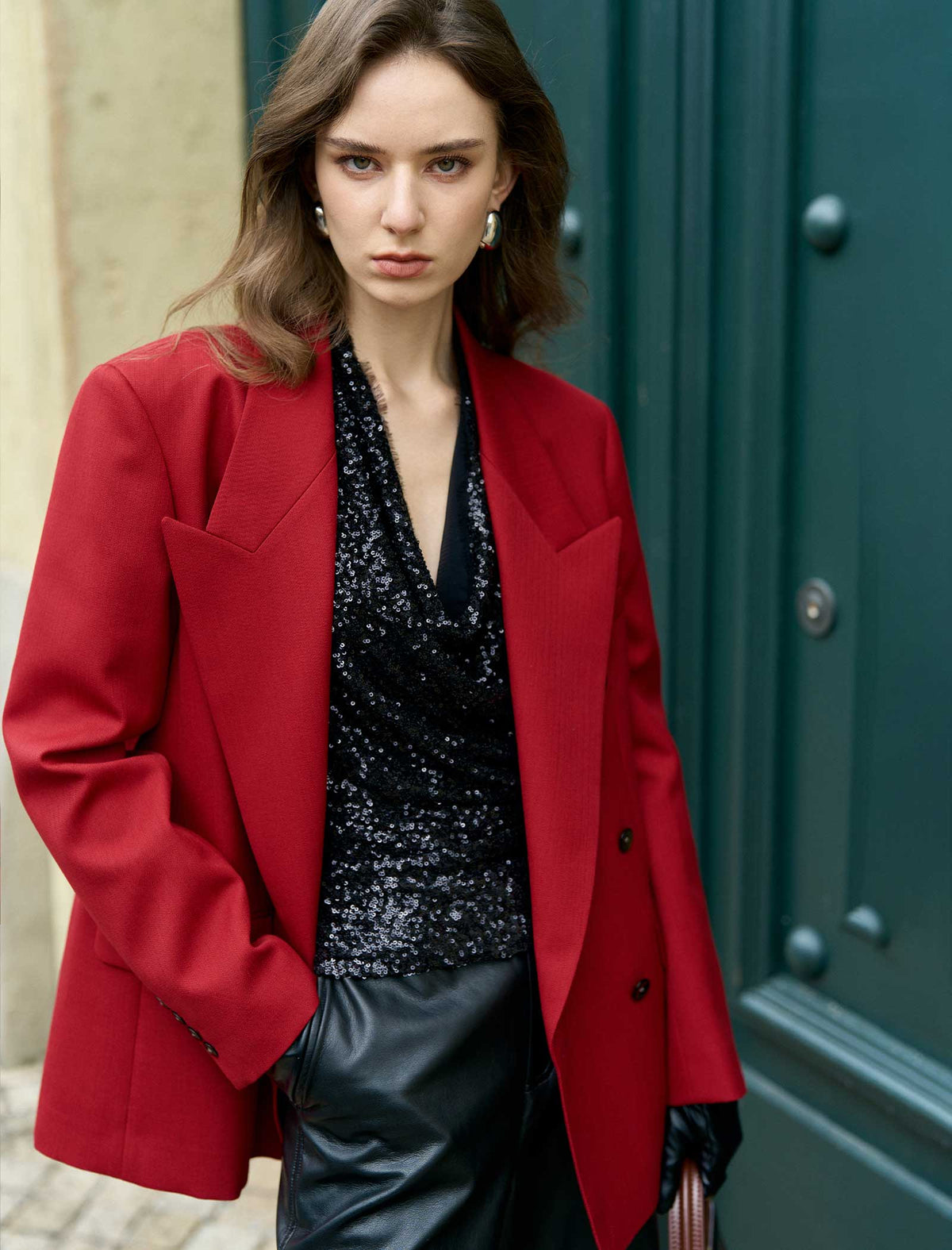 Oversized Double-Breasted Wool-Blend Blazer