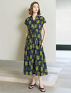Olive Geometric Print Shirt Midi Dress