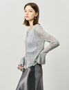 Sheer Knit Flared Sleeve Cardigan
