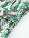 Green Floral V-Neck Tie Waist Midi Chiffon Dress