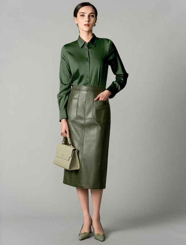 Mulberry Silk Button-Down Shirt