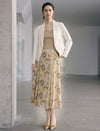 Vintage Floral Print Midi Chiffon Skirt