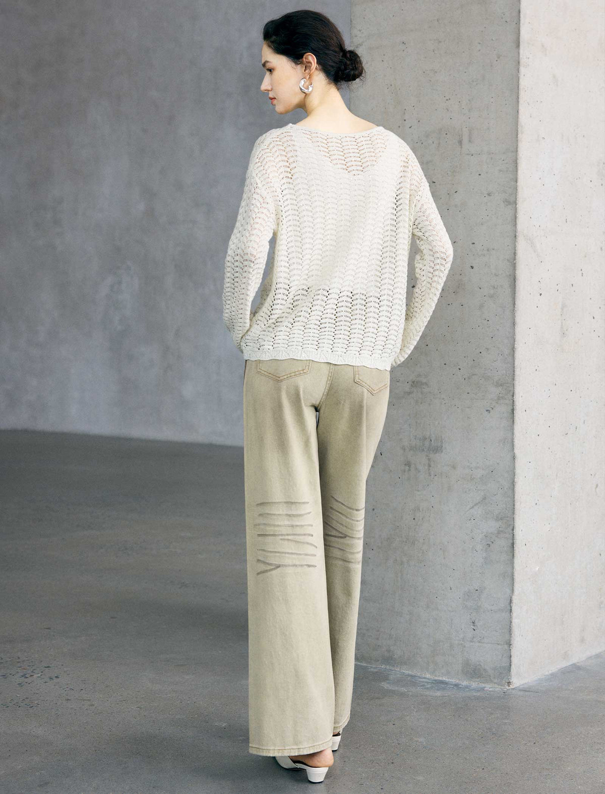 Thin Mesh Sparkly Long Sleeve Pullover