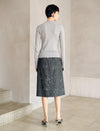 Wool Blend Ruched Front Mock Neck Long Sleeve Knit Top