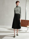 Pleated A-Line Midi Skirt