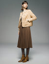 Pleated A-Line Midi Skirt