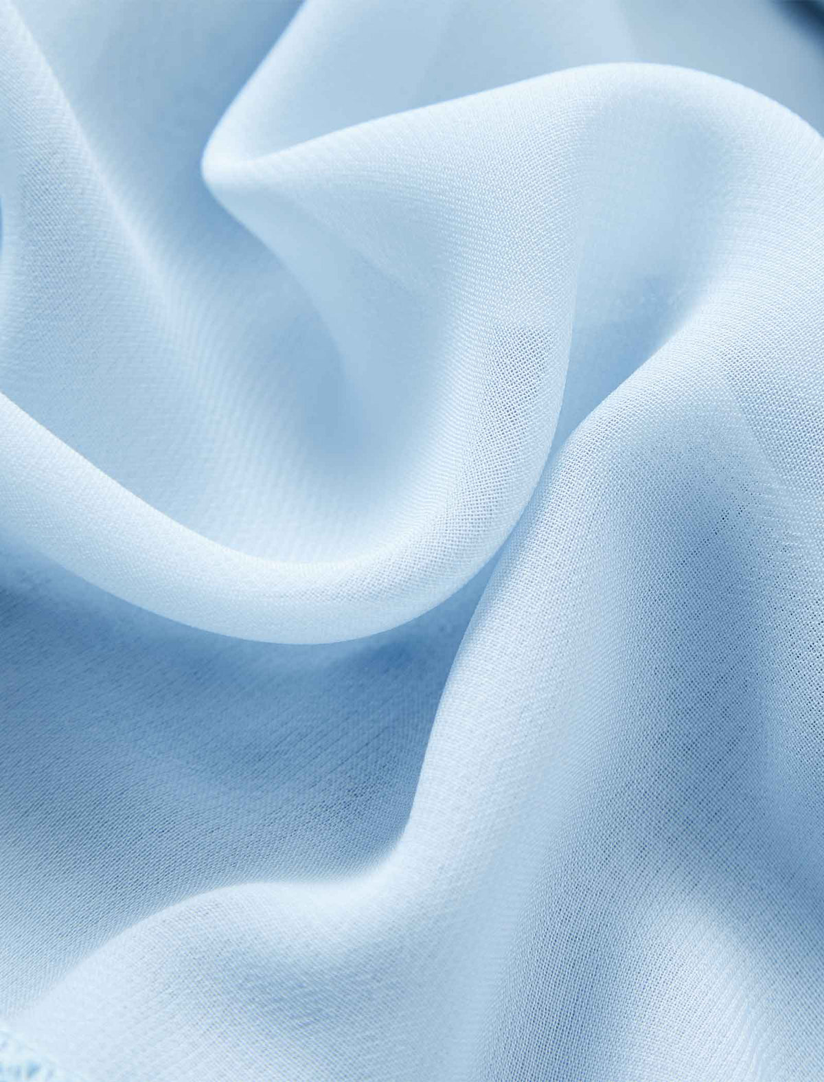 Light Blue Ruffle-Hem Short Sleeve Blouse