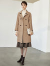 Wool Blend Collared Double-Breasted Pocket Coat