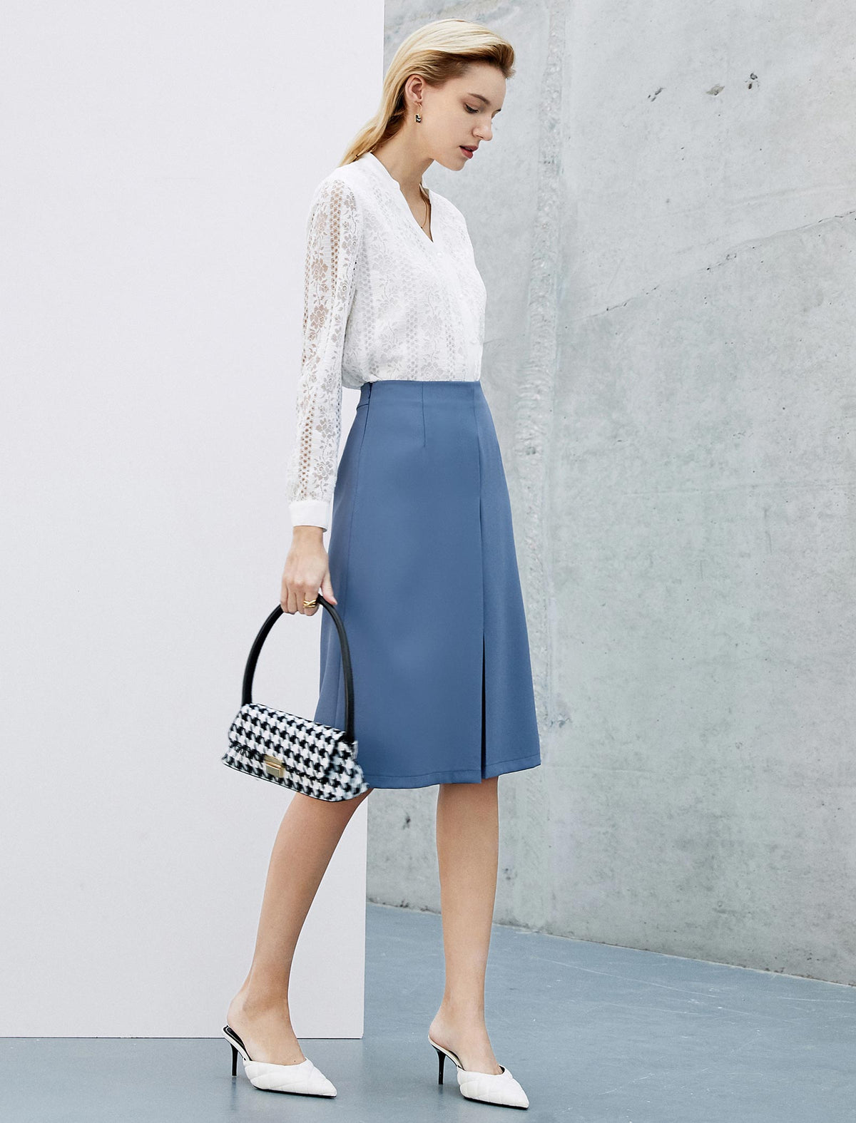 High-Waisted Slit A-Line Skirt
