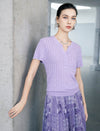 Tailored Open-Collar Knit Top