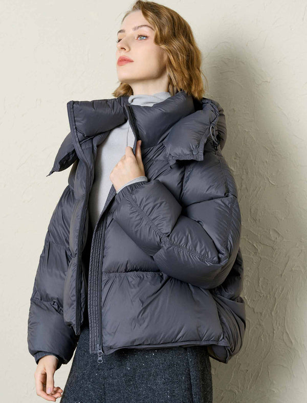 Hooded Cropped Down Jacket