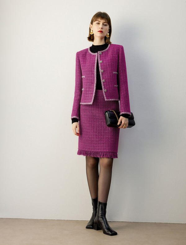 Sparkle Tweed Wool-Blend Cropped Jacket