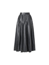 Pleated Faux Leather Midi Skirt