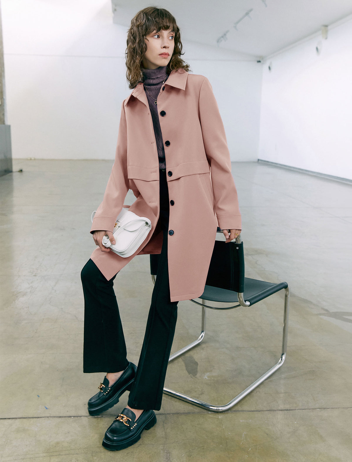 Collared Relaxed Straight-Fit Trench Coat