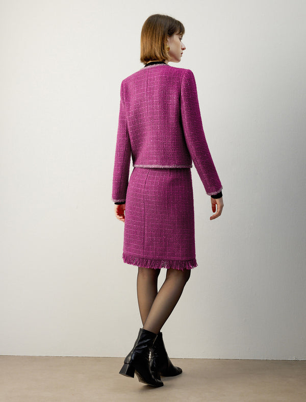 Sparkle Tweed Wool-Blend Cropped Jacket