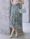 Abstract Print Pleated Midi Skirt