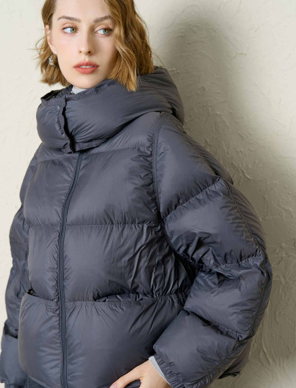Hooded Cropped Down Jacket