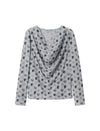 Floral Print Long-Sleeve Cowl-Neck Ruched Top