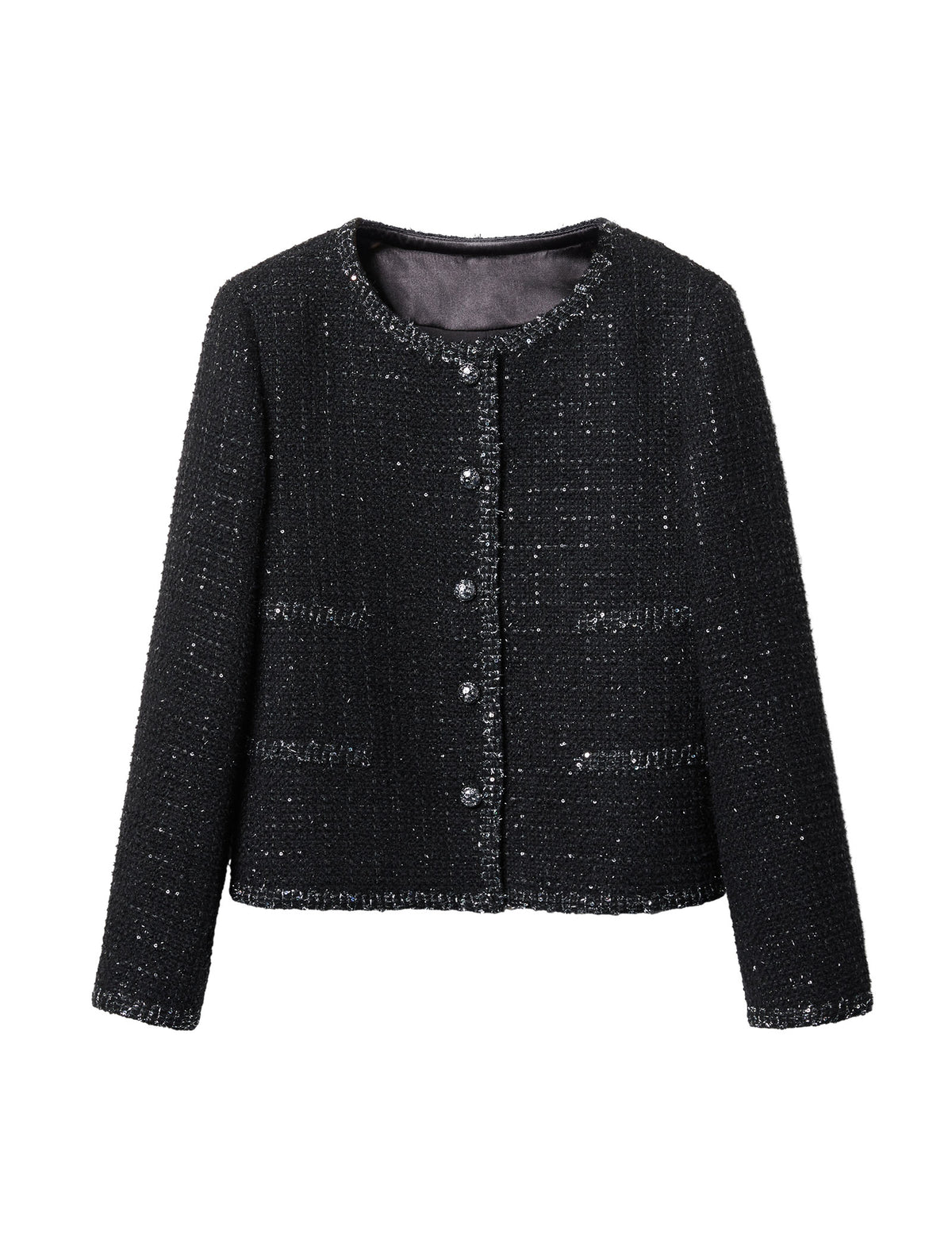 Sparkle Tweed Wool-Blend Cropped Jacket