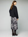 Wool Blend Ruched-Lapel Raglan-Sleeve Cropped Jacket