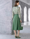 Sheer Abstract Print Bow Neck Blouse