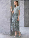 Wavy Openwork Tencel Linen Henley Knit Top