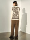 Crew Neck Abstract Art Jacquard Knit Vest
