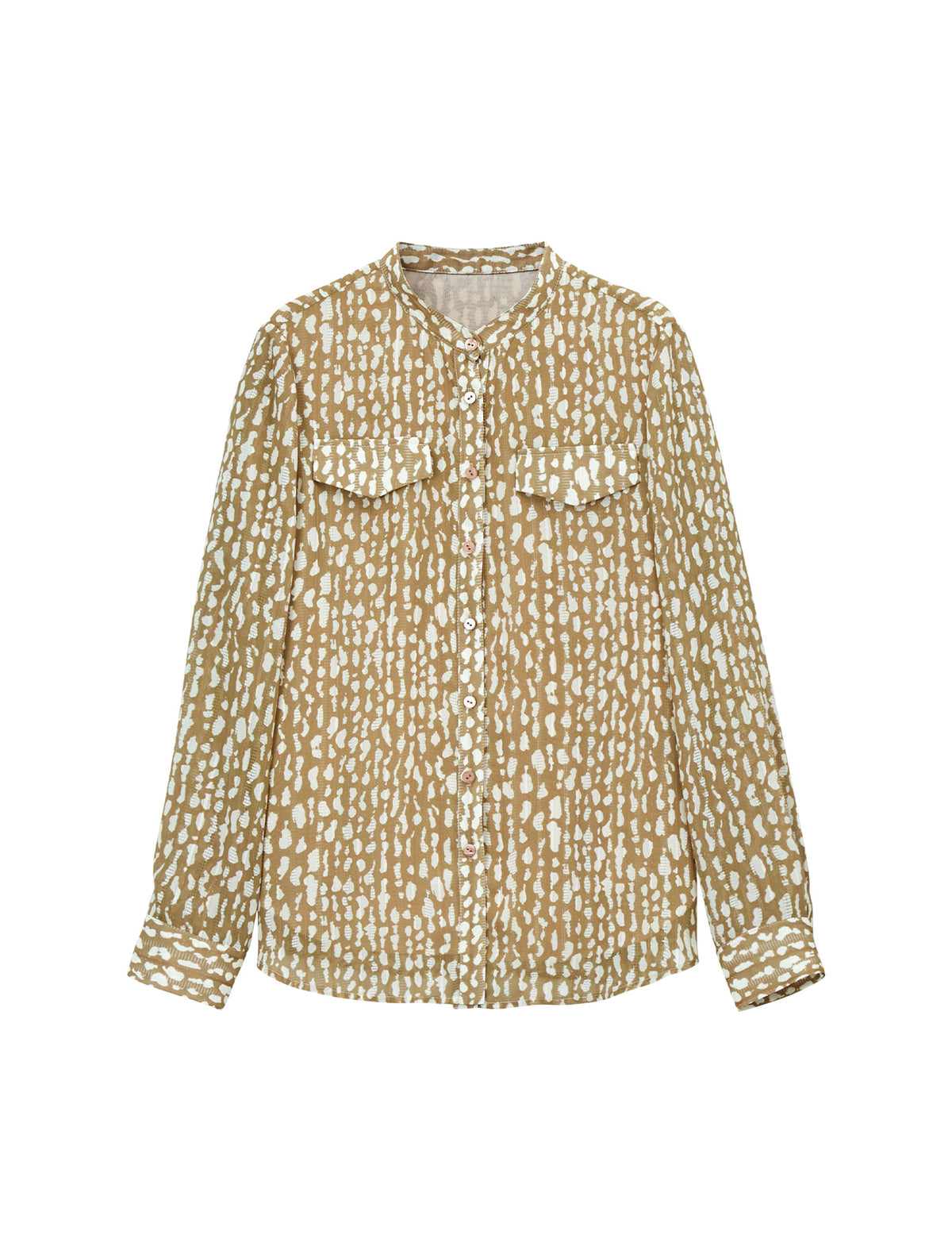 Floral Print Ruffle Neck Long Sleeve Blouse