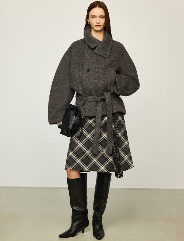 Wool-Alpaca Blend Belted Short Coat