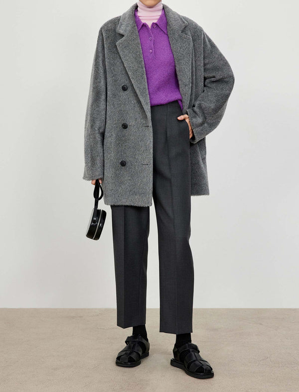 100% Alpaca Double-Breasted Wool Coat