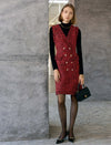 Tweed Double-Breasted Sleeveless Mini Dress