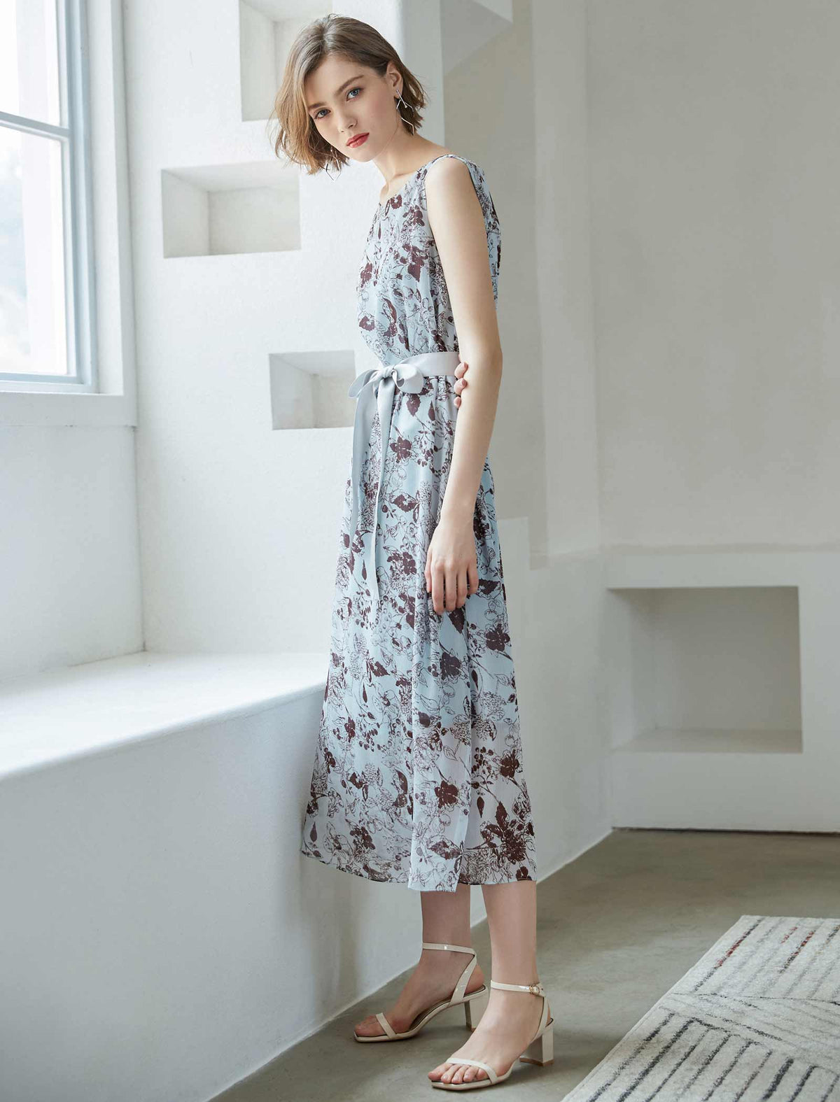 Chiffon Floral Sleeveless Dress