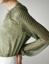Chiffon Polka Dot Lantern Sleeve Blouse